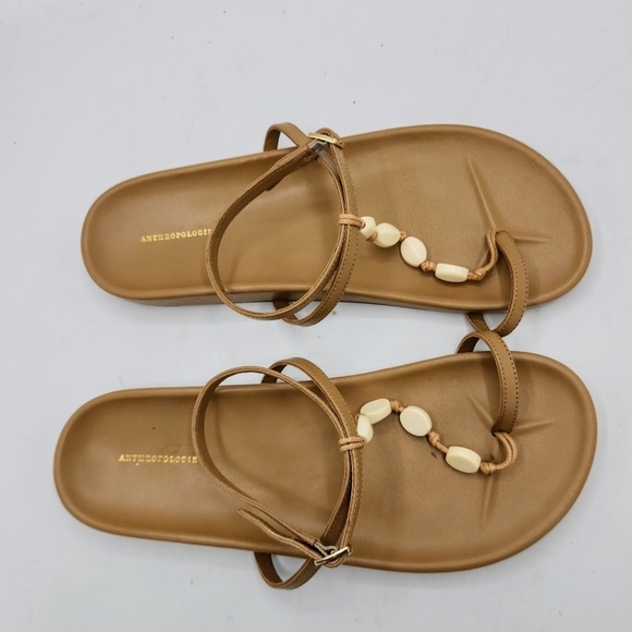 Anthropologie Toe-Loop Stone Sandals In Tan Size 10 M - Picture 6 of 15